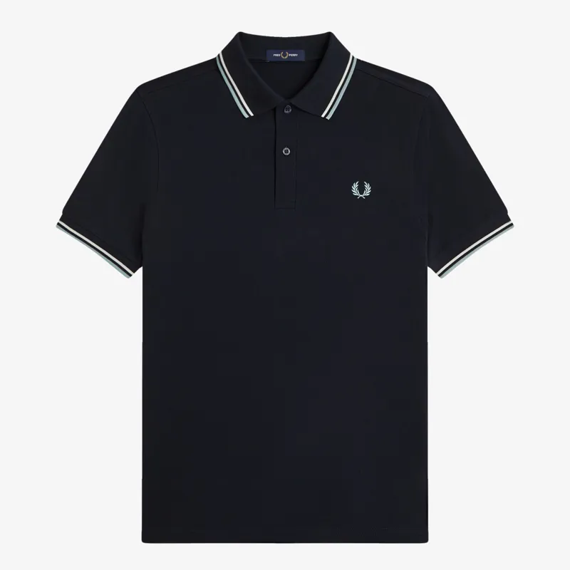 Fred Perry Twin Tipped Polo Shirt M3600 - Navy/Ecru/Silver Blue