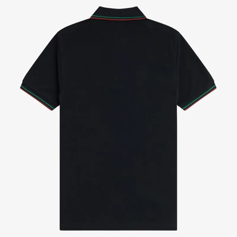 Fred Perry Twin Tipped Polo Shirt M3600 - Navy/Sport Green/Burnt Red-1