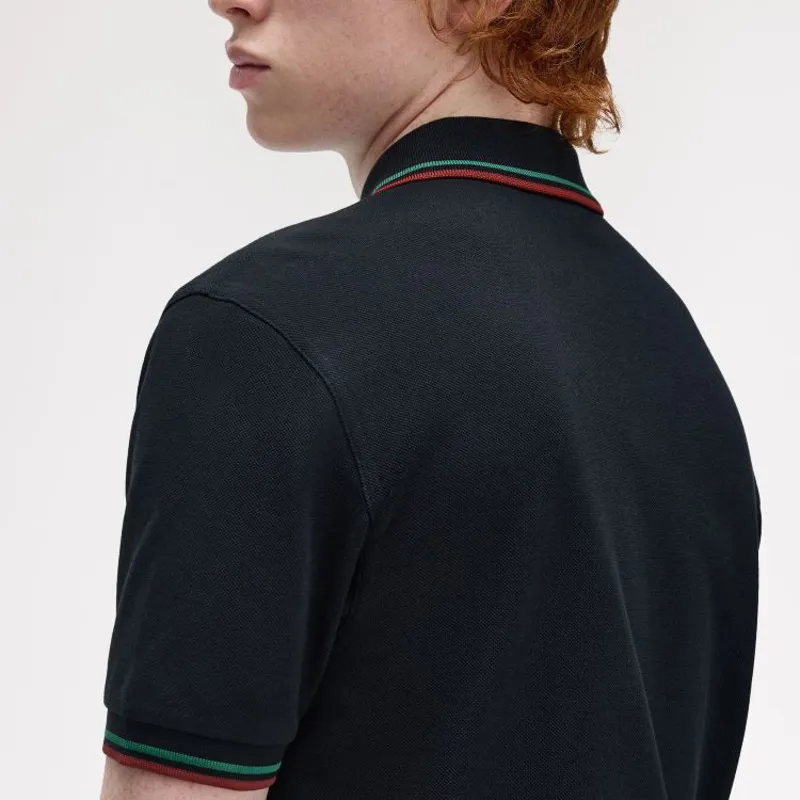 Fred Perry Twin Tipped Polo Shirt M3600 - Navy/Sport Green/Burnt Red-8