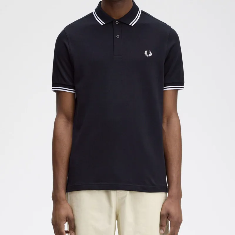 Fred Perry Twin Tipped Polo Shirt M3600 - Navy/White-2