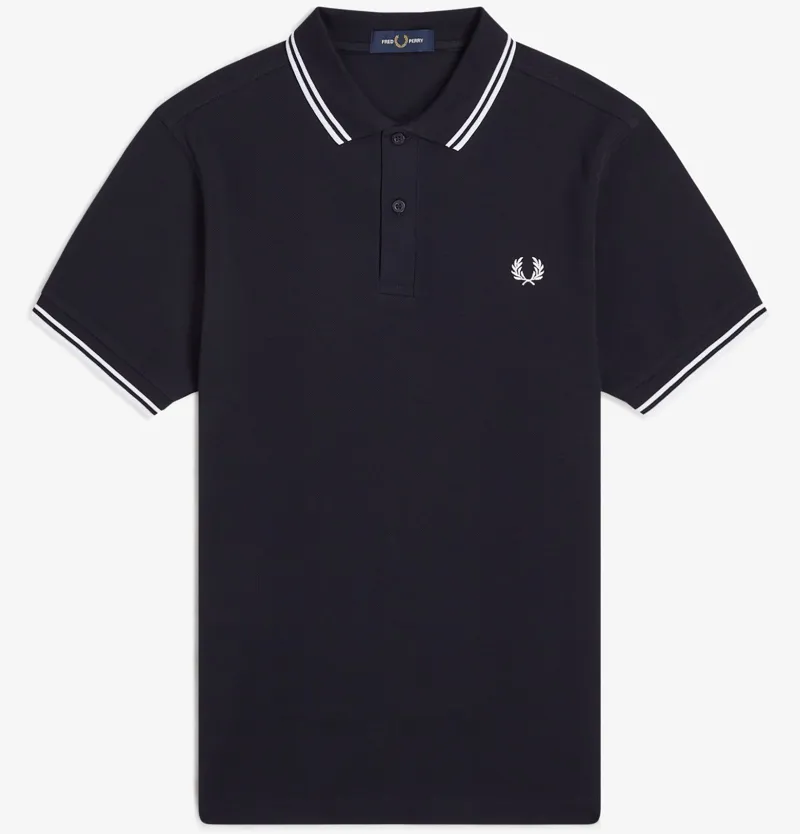Fred Perry Twin Tipped Polo Shirt M3600 - Navy/White