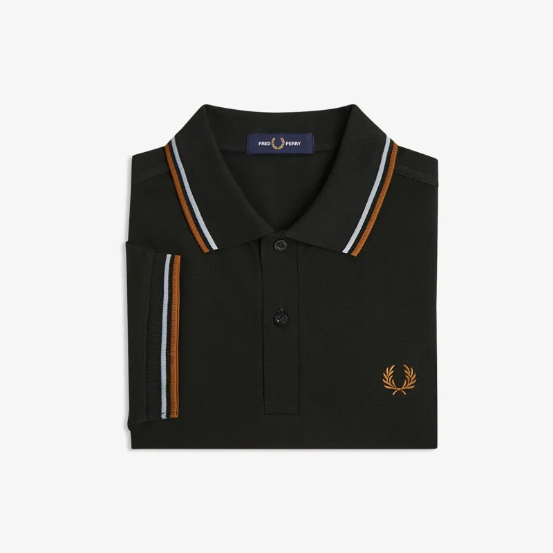 Fred Perry Twin Tipped Polo Shirt M3600 - Night Green/Dusky Blue/Dark Caramel-2