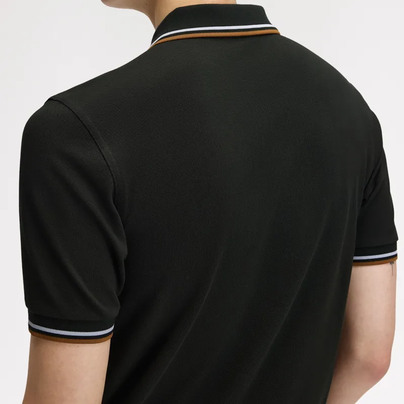 Fred Perry Twin Tipped Polo Shirt M3600 - Night Green/Dusky Blue/Dark Caramel-4
