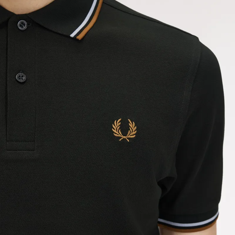 Fred Perry Twin Tipped Polo Shirt M3600 - Night Green/Dusky Blue/Dark Caramel-5