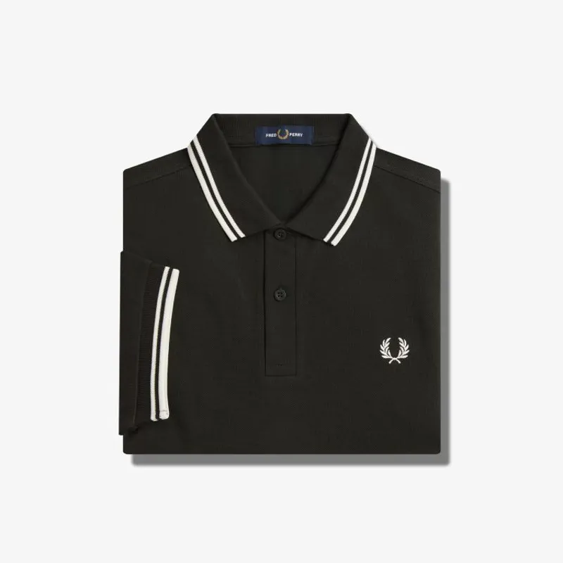 Fred Perry Twin Tipped Polo Shirt M3600 - Night Green/Snow White-2