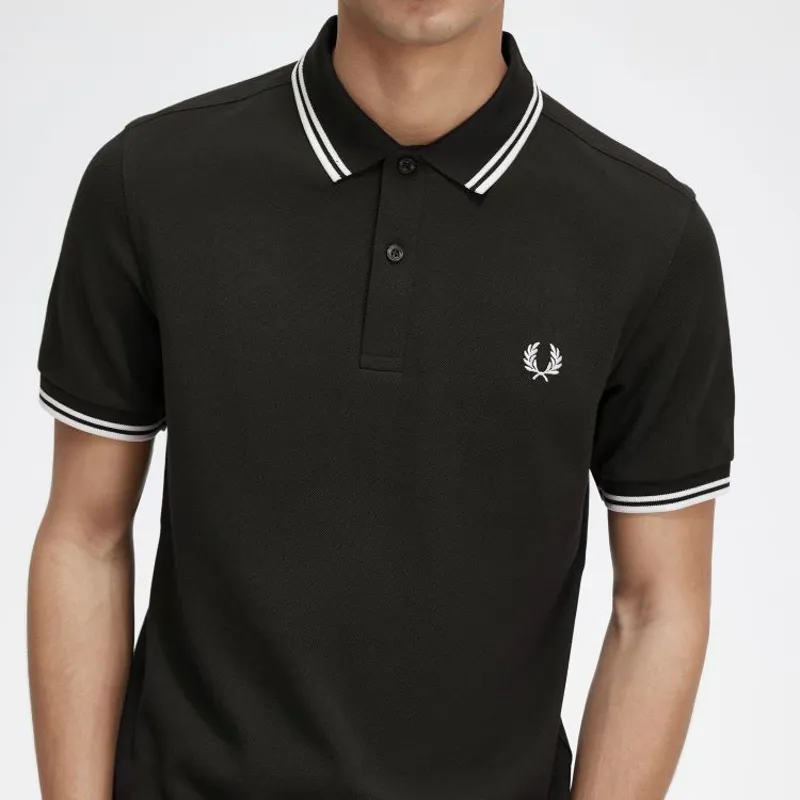 Fred Perry Twin Tipped Polo Shirt M3600 - Night Green/Snow White-3