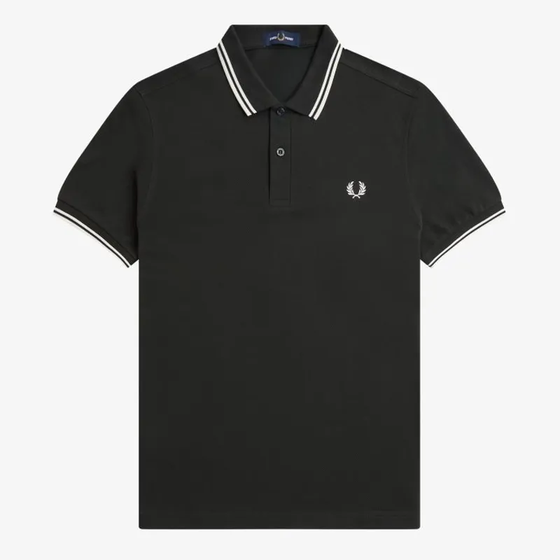 Fred Perry Twin Tipped Polo Shirt M3600 Night Green Snow White