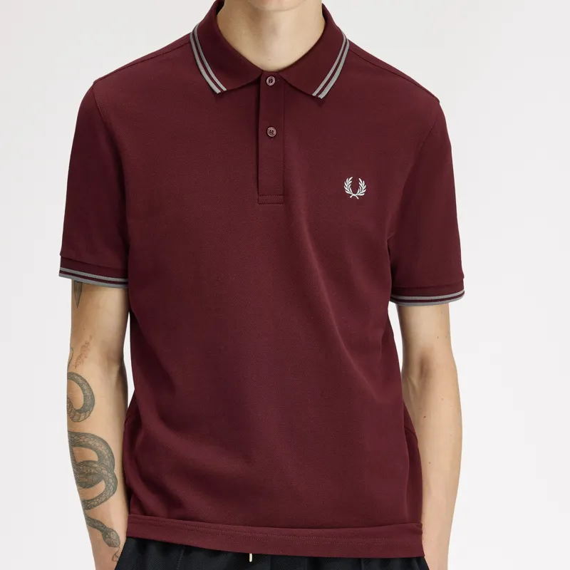 Fred Perry Twin Tipped Polo Shirt M3600 - Oxblood/Stockport Blue-1