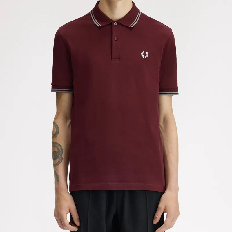Fred Perry Twin Tipped Polo Shirt M3600 - Oxblood/Stockport Blue