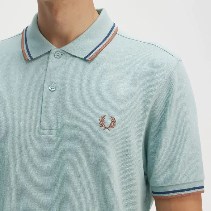 Fred Perry Twin Tipped Polo Shirt M3600 - Silver Blue/Tennis Blue/Cinnamon-2