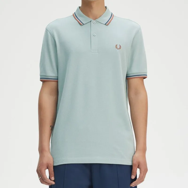 Fred Perry Twin Tipped Polo Shirt M3600 - Silver Blue/Tennis Blue/Cinnamon-3
