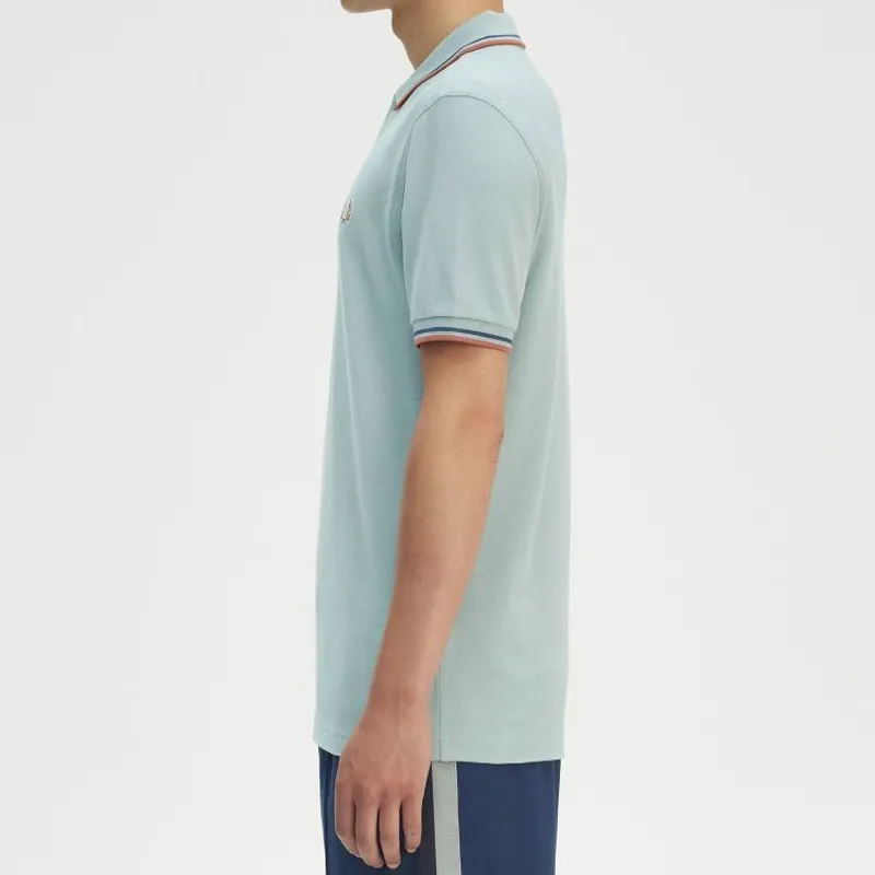 Fred Perry Twin Tipped Polo Shirt M3600 - Silver Blue/Tennis Blue/Cinnamon-4
