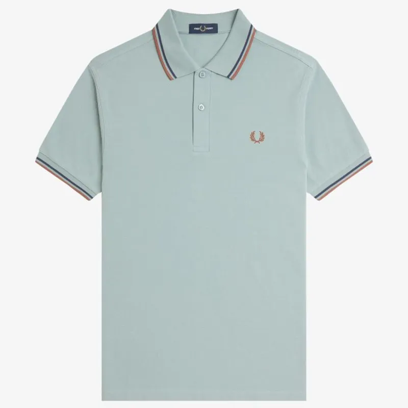 Fred Perry Twin Tipped Polo Shirt M3600 - Silver Blue/Tennis Blue/Cinnamon