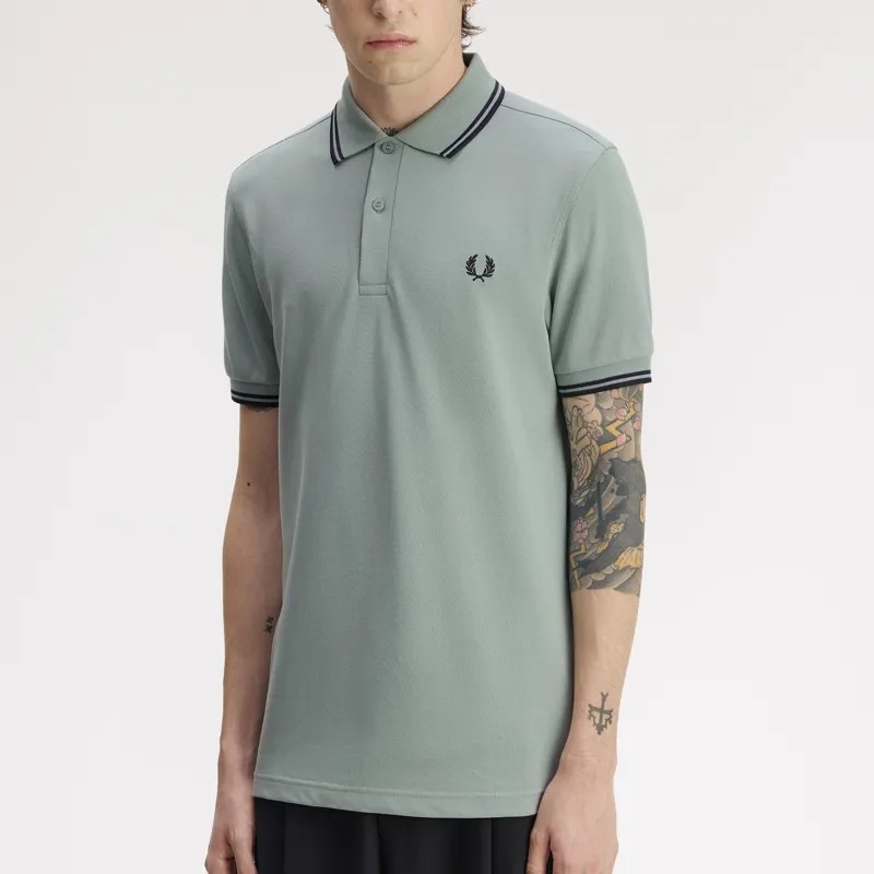 Fred Perry Twin Tipped Polo Shirt M3600 - Silver Blue/Dark Airforce/Dark Airforce-3