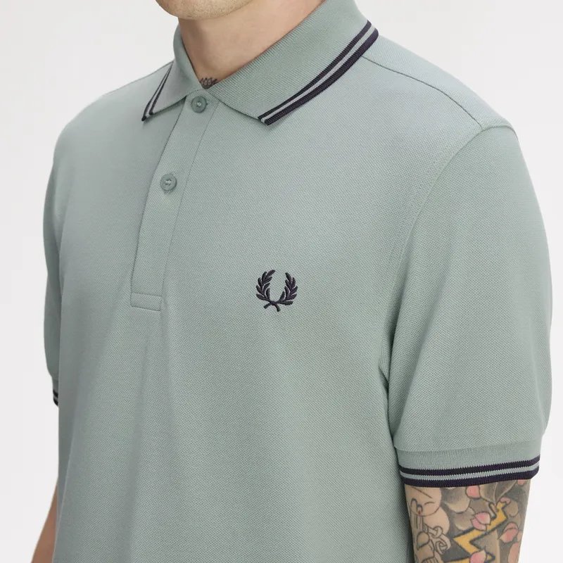 Fred Perry Twin Tipped Polo Shirt M3600 - Silver Blue/Dark Airforce/Dark Airforce-4
