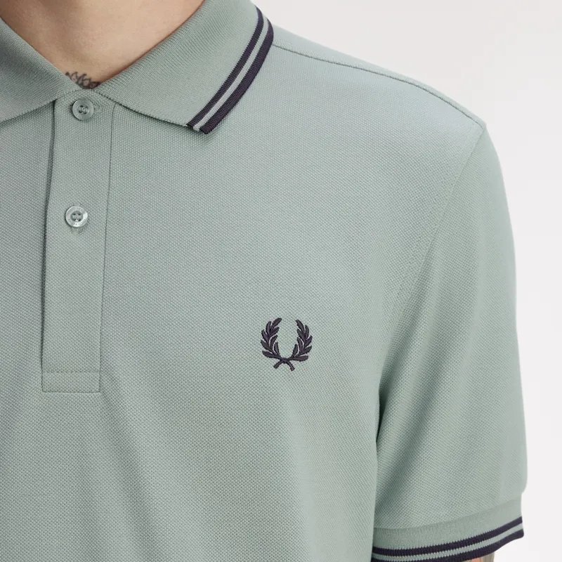 Fred Perry Twin Tipped Polo Shirt M3600 - Silver Blue/Dark Airforce/Dark Airforce-5