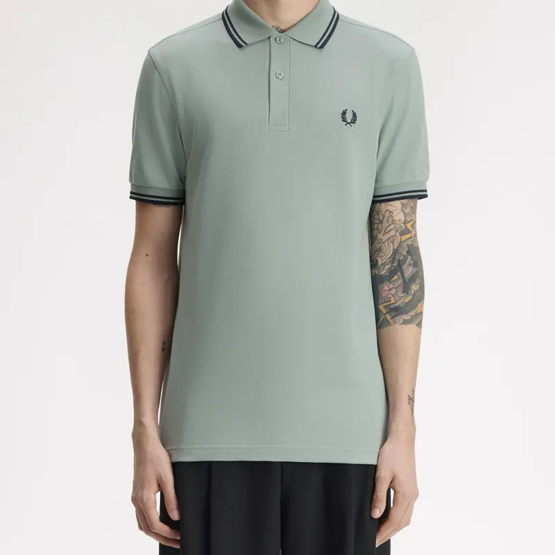 Fred Perry Twin Tipped Polo Shirt M3600 - Silver Blue/Dark Airforce/Dark Airforce-6