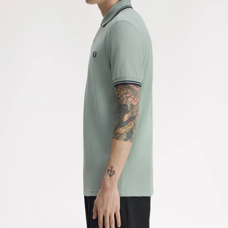 Fred Perry Twin Tipped Polo Shirt M3600 - Silver Blue/Dark Airforce/Dark Airforce-7