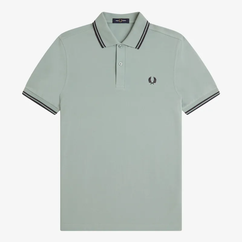 Fred Perry Twin Tipped Polo Shirt M3600 - Silver Blue/Dark Airforce/Dark Airforce
