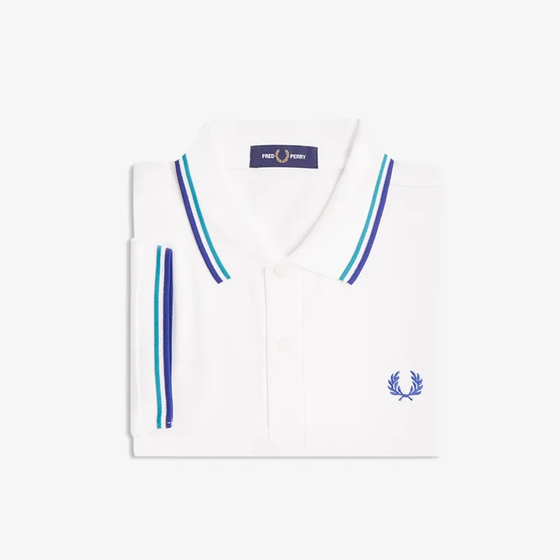 Fred Perry Twin Tipped Polo Shirt M3600 - Snow White/Deep Mint/Soho Eclipse-2