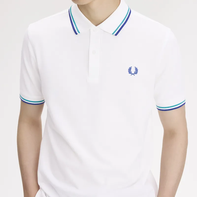 Fred Perry Twin Tipped Polo Shirt M3600 - Snow White/Deep Mint/Soho Eclipse-3