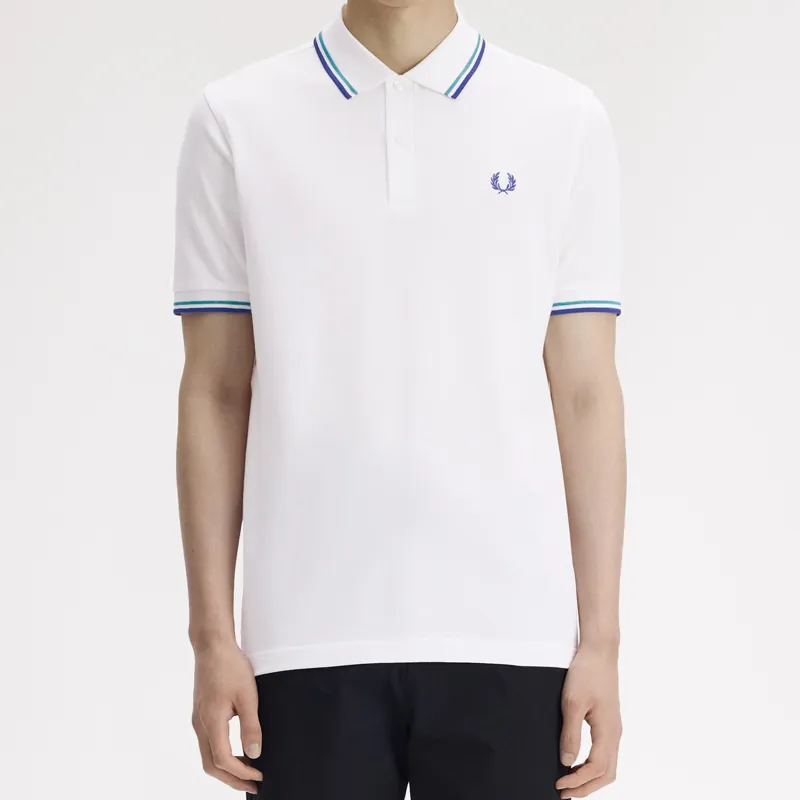 Fred Perry Twin Tipped Polo Shirt M3600 - Snow White/Deep Mint/Soho Eclipse-5