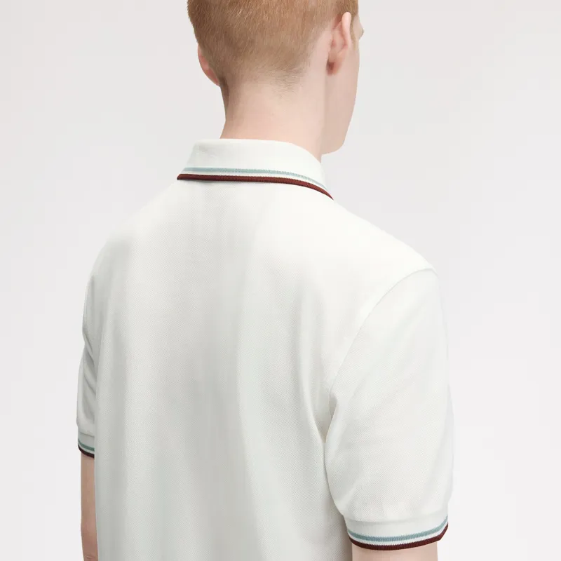 Fred Perry Twin Tipped Polo Shirt M3600 - Snow White/Silver Blue/Brandy-4