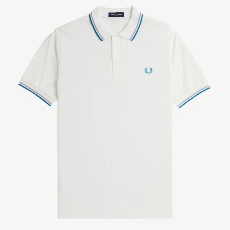 Fred Perry Twin Tipped Polo Shirt - Snow White/Ultra Violet