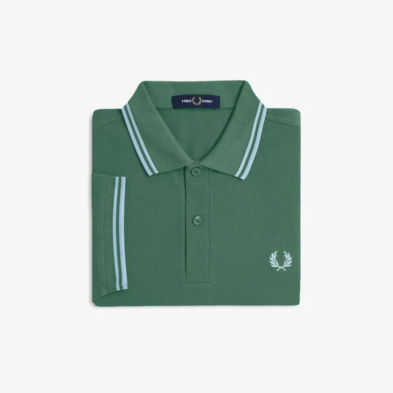 Fred Perry Twin Tipped Polo Shirt M3600 - Sport Green/Track Blue-2
