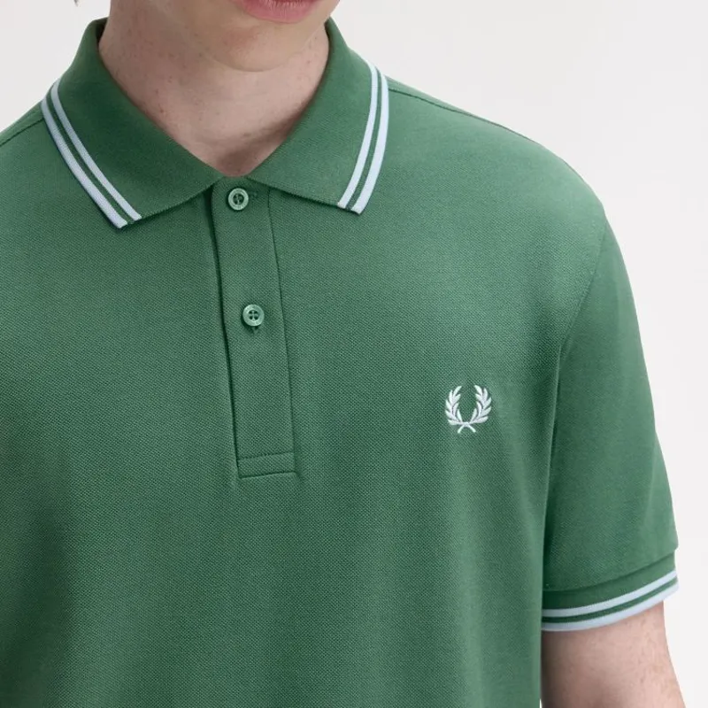 Fred Perry Twin Tipped Polo Shirt M3600 - Sport Green/Track Blue-3