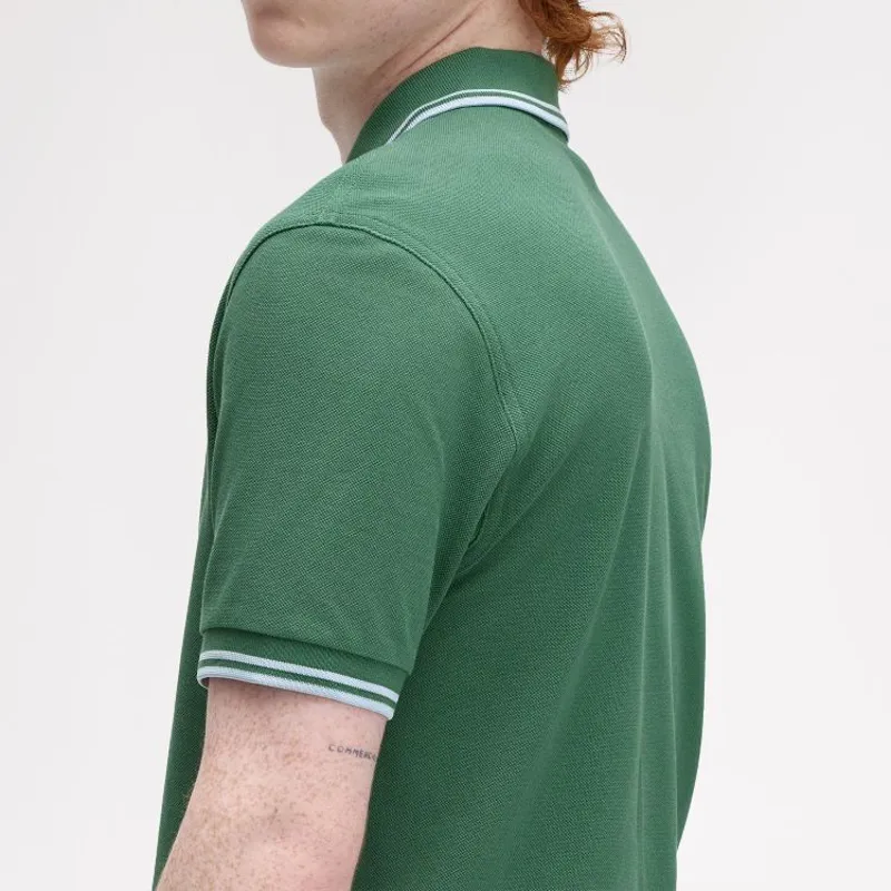 Fred Perry Twin Tipped Polo Shirt M3600 - Sport Green/Track Blue-4
