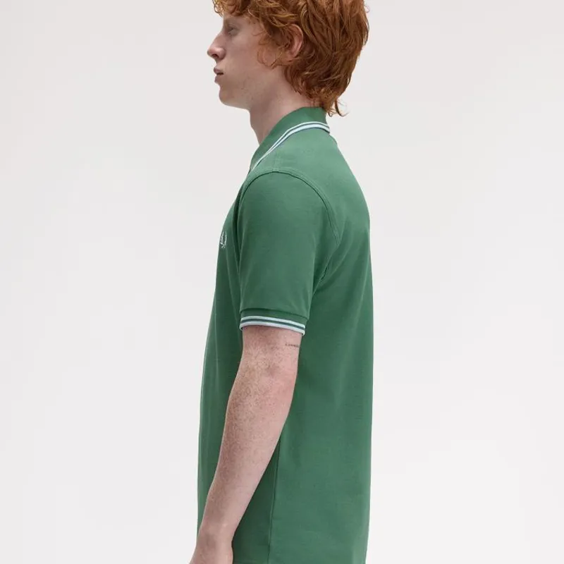 Fred Perry Twin Tipped Polo Shirt M3600 - Sport Green/Track Blue-6