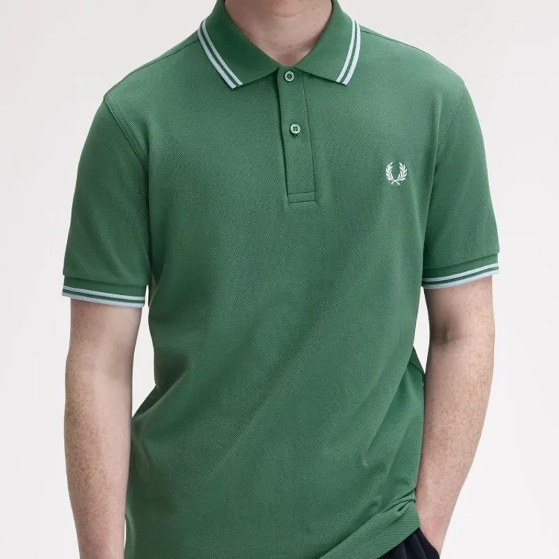 Fred Perry Twin Tipped Polo Shirt M3600 - Sport Green/Track Blue-7