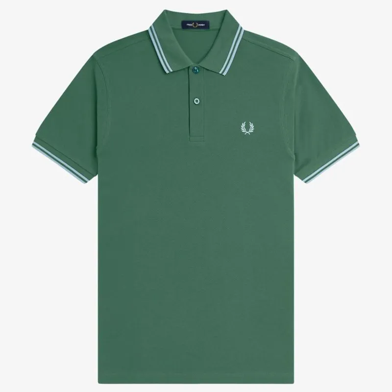 Fred Perry Twin Tipped Polo Shirt M3600 - Sport Green/Track Blue
