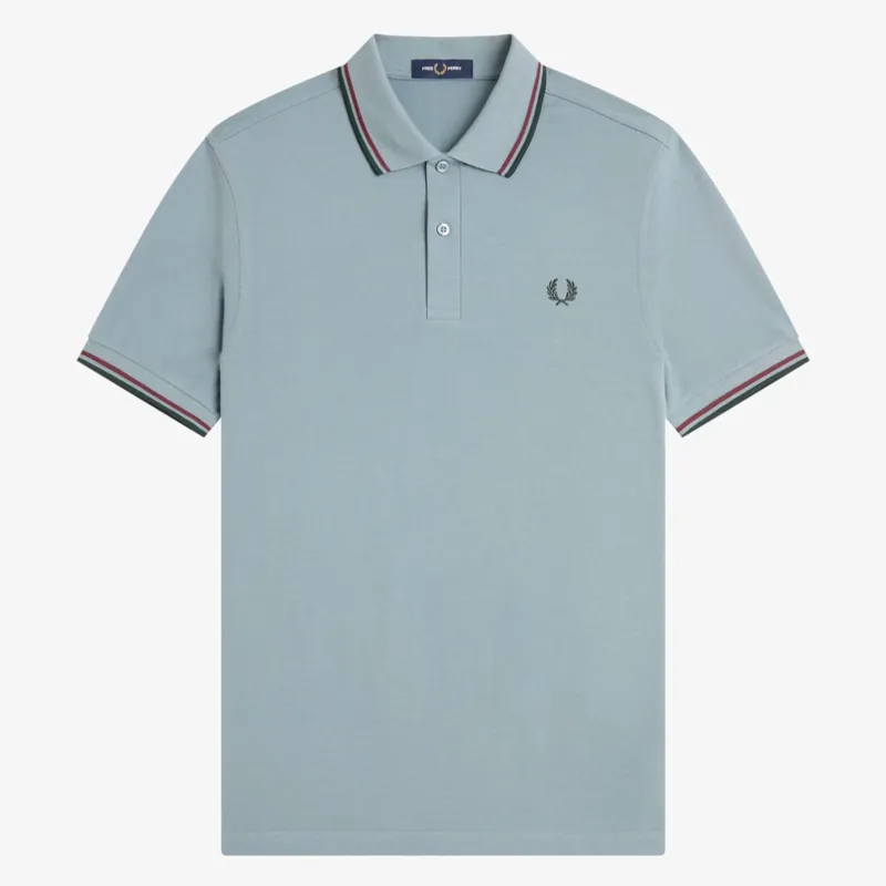 Fred Perry Twin Tipped Polo Shirt M3600 - Stockport Blue/Oxblood/Grassroots