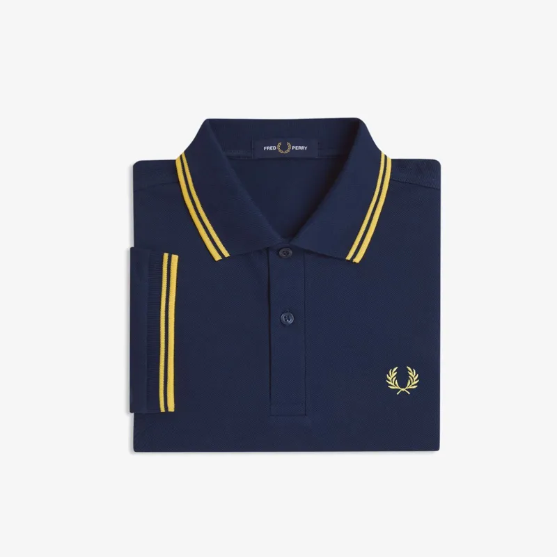 Fred Perry Twin Tipped Polo Shirt M3600 - Tennis Blue/Lemon Barley-2