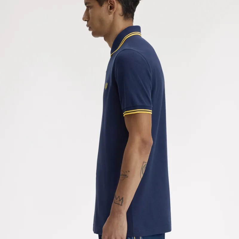 Fred Perry Twin Tipped Polo Shirt M3600 - Tennis Blue/Lemon Barley-6
