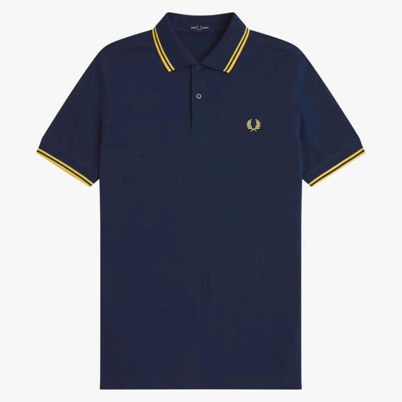 Fred Perry Twin Tipped Polo Shirt M3600 - Tennis Blue/Lemon Barley