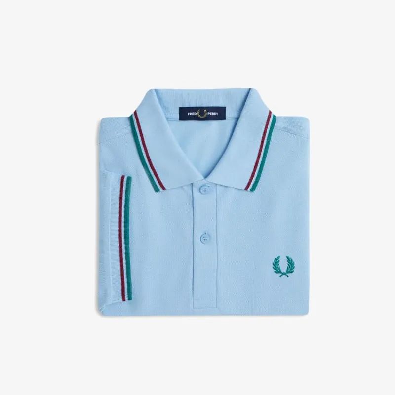 Fred Perry Twin Tipped Polo Shirt M3600 - Track Blue/Burnt Red/Sport Green-2