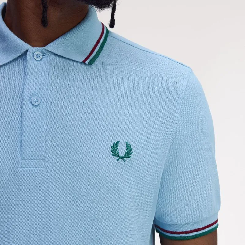 Fred Perry Twin Tipped Polo Shirt M3600 - Track Blue/Burnt Red/Sport Green-3
