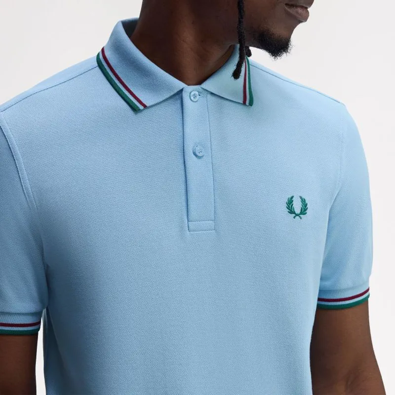 Fred Perry Twin Tipped Polo Shirt M3600 - Track Blue/Burnt Red/Sport Green-4