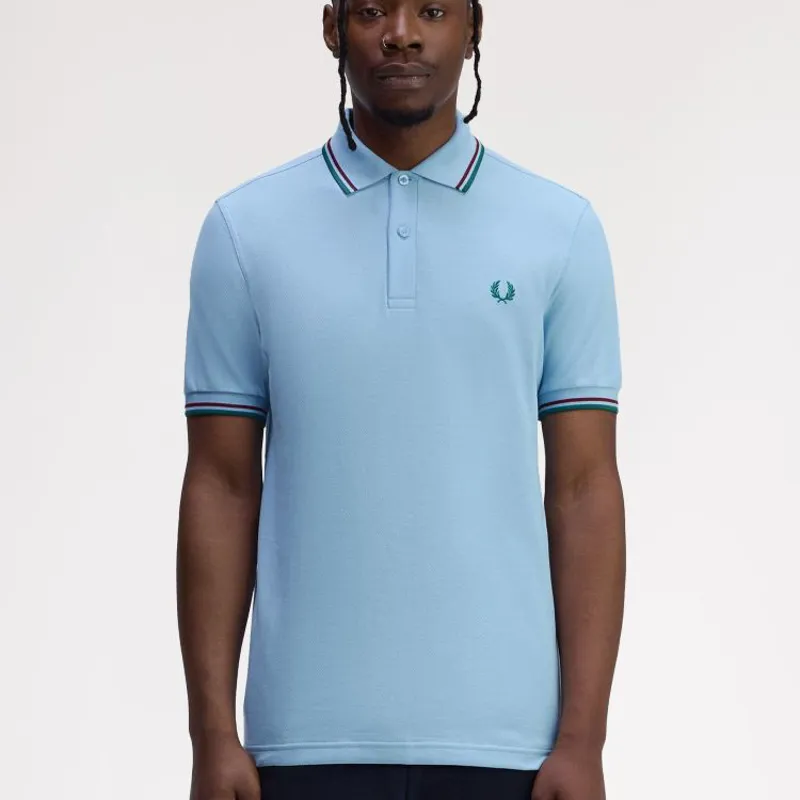 Fred Perry Twin Tipped Polo Shirt M3600 - Track Blue/Burnt Red/Sport Green-6