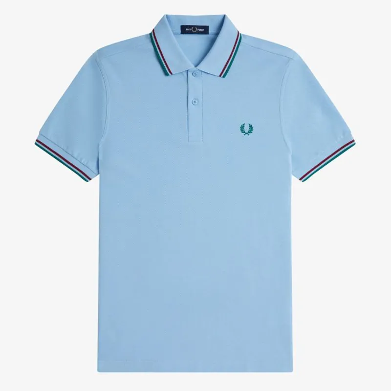 Fred Perry Twin Tipped Polo Shirt M3600 - Track Blue/Burnt Red/Sport Green