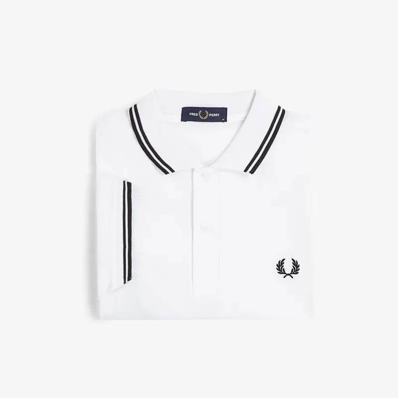 Fred Perry Twin Tipped Polo Shirt M3600 - White/Black-2