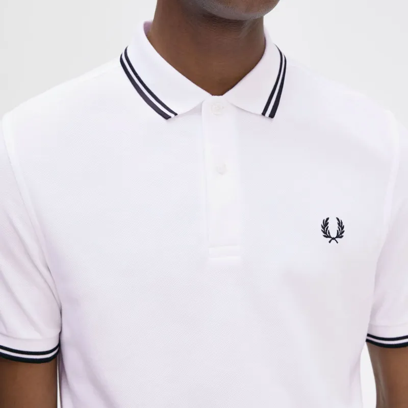 Fred Perry Twin Tipped Polo Shirt M3600 - White/Black-3