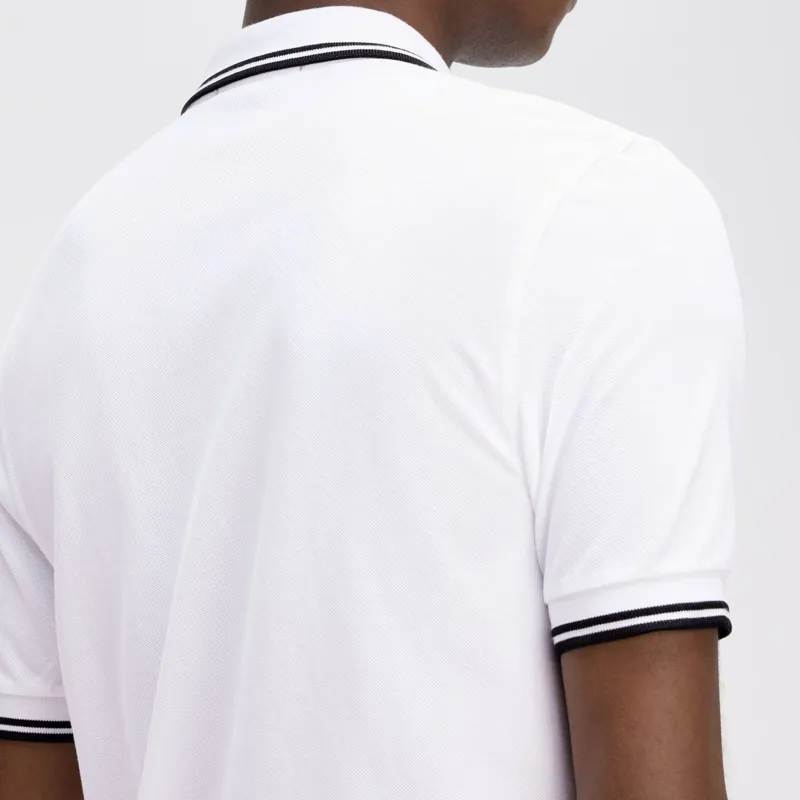 Fred Perry Twin Tipped Polo Shirt M3600 - White/Black-4