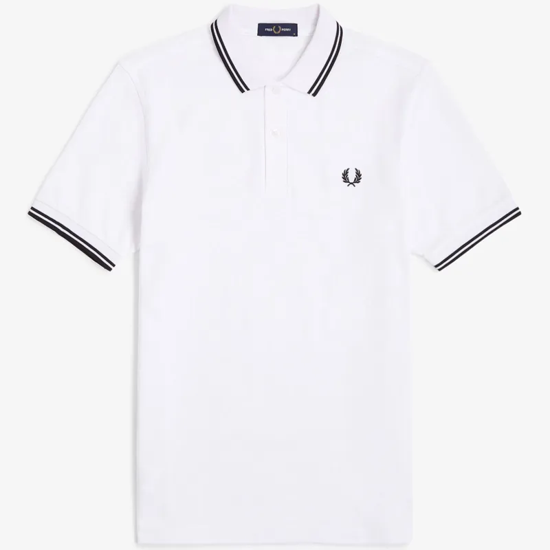 Fred Perry Twin Tipped Polo Shirt M3600 - White/Black