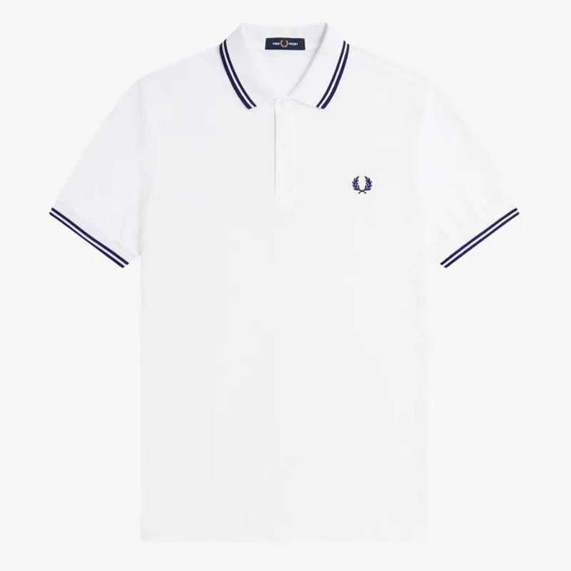 Fred Perry Twin Tipped Polo Shirt M3600 - White/French Navy