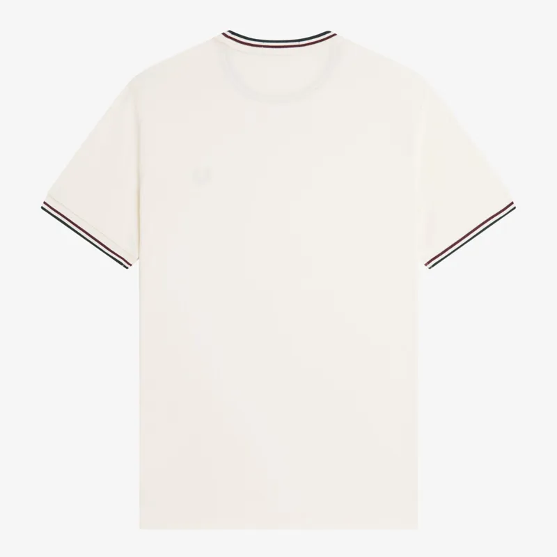 Fred Perry Twin Tipped T-Shirt - Ecru/Oxblood/Grassroots-1