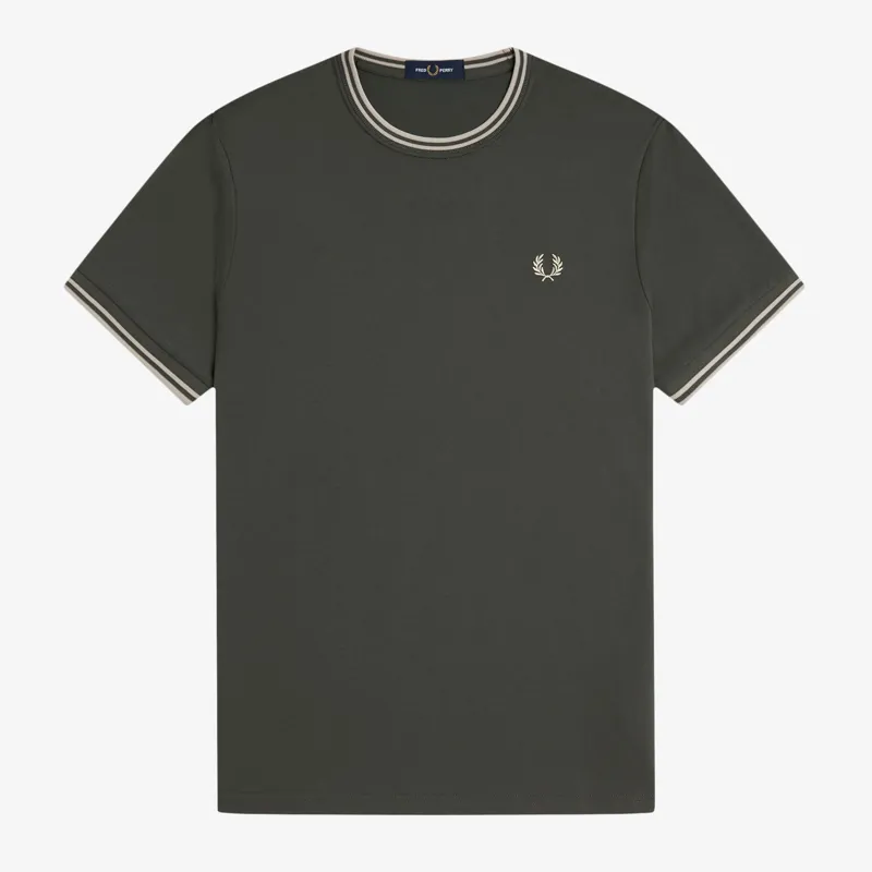 Fred Perry Twin Tipped T-Shirt M1588V - Field Green/Oatmeal